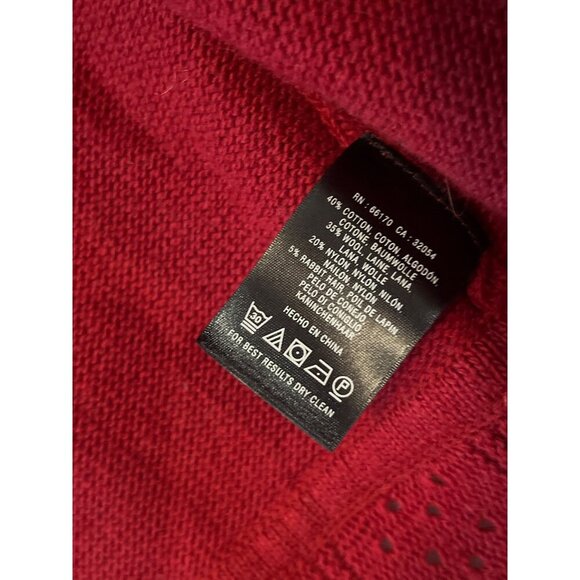 Anthropologie Knitted Knotted Wool Blend‎ Open Front Crochet Knit Cardigan S Red - Picture 5 of 7